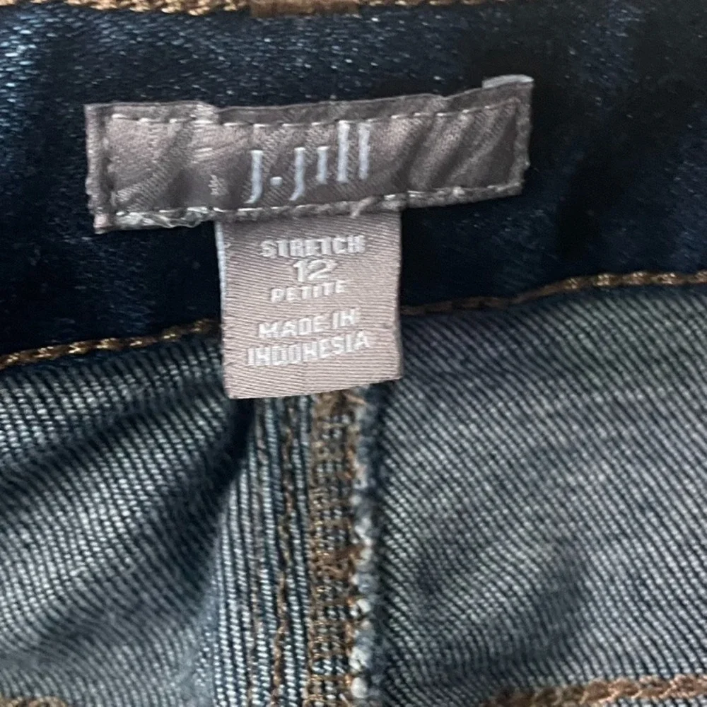 J.Jill Dark Wash Stretch Denim‎ Cargo Pocket Mini Skirt Size 12 Petite - Picture 5 of 8